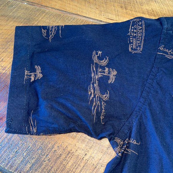 Boy's Nomad Vacation Shirt Button Down Casual Tour Navy Brown 10/12 - Picture 4 of 7